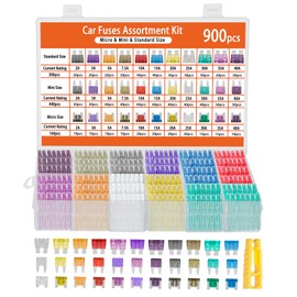 900 Pcs Car Fuse Assortment Kit, 440PCS Mini Blade Fuses + 300 Standard Automotive Fuses + 160 Micro + Puller, RV/Camper/Truck/Motorcycle/Yacht Essentials (2A 3A 5A 7.5A 10A 15A 20A 25A 30A 35A 40A)