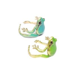 IQPDYV Tree Frog Ring for Women - Cute, Adjustable, Funny Green Frog Ring - Women's Jewelry Gifts (Green+Blue)