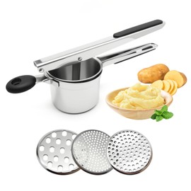 Potato Ricer, Stainless Steel, Potato Press with 3 Interchangeable Discs for Mashed Potatoes, Vegetable Porridge