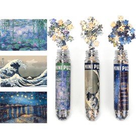 LUUFAN 3 Pack Mini Jigsaw Puzzles for Adults 150 Pieces Challenging Small Jigsaw Puzzle 6 x 4 Inches Entertainment Toys for Home Decor (Kanagawa Surfing, Starry Night Over The Rhone, Water Lilies)