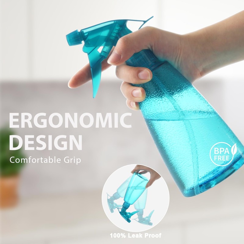 Bealee Spray Bottles 3-Pack, 16 Oz, Mist & Stream, Plastic