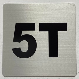 Apartment number 5T sign - UNIT NUMBER 5T SIGN (SILVER, SIZE 4x4 inch, DOUBLE SIDED TAPE) -Broadway Line