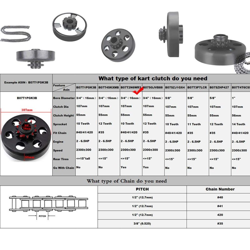 Centrifugal Clutch 3/4 Bore 10T for #40/41/420 Chain Compatible for