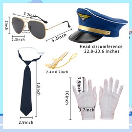 LaVenty Blue Airplane Captain Costume Airline Pilot Hat Accessories for Adults Teens Captain Party