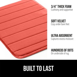 GORILLA GRIP Memory Foam Bath Mat, Soft Absorbent US Designed Bathroom Rug, Gripping Dots Machine Washable Bathmat, Cushioned Floor Mats, Shower Sink Rugs Room Décor Accessories, 30x20 Coral