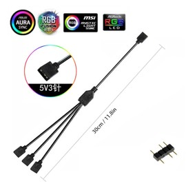 Dushochn ARGB Splitter Cable，1 to 3, 3-Pin Extension Cable, Allowing F The Connection of Its Addressable ARGB LED Or ARGB Fan Through A Single Motherboard+5V 3-Pin ARGB Connector, 30CM/11.8IN 2Pcs
