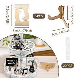 SNAIL GARDEN 40Pcs Music Theme Tiered Tray Decorations Set with Display Stand, Solid Wooden Farmhouse Tier Tray Decor for Shelves,Multi-Functional Wooden Decorative Tray Set