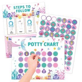 Potty Training Sticker Chart Potty Training Chart,10 Pcs Potty Training Sticker Chart Potty Reward Sticker Chart Toilet Sticker for Kids, (Mermaid)