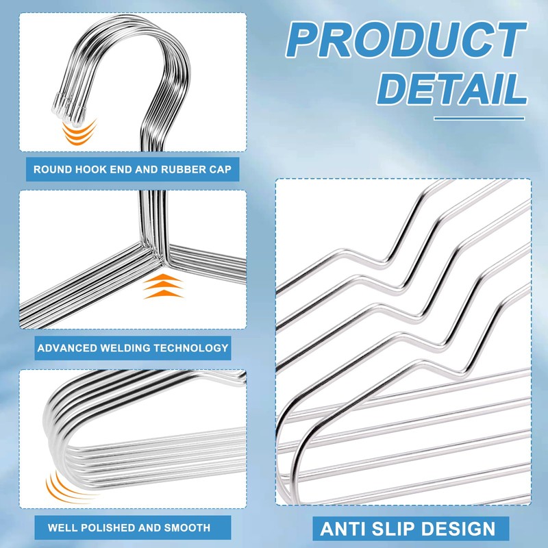 Wire Hangers,Heavy Duty Clothes Hanger,Silver Metal Hangers,Stainless Steel Coat Hanger