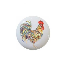 Farm Fresh Knobs Design Ceramic Cabinet Kitchen Bathroom Furniture Handles or Pulls w/Glossy Finish - Boho Colorful Chicken Country Farm Barnyard by eae - 1.5 x 1.5 Inches (1)