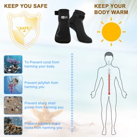 Gimilife Swimming Socks for Men Women, 3MM Neoprene Socks Wetsuit Diving Socks Thermal Water Socks Swim Socks for Beach Activities Scuba Swim Diving Snorkel Surfing