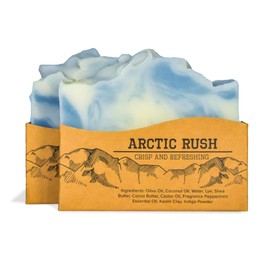 Compass Soap Arctic Rush | All Natural Bar Soap for Men & Women | Body & Face Soap Bar for Women and Men | Minimalist & Gentle Lather | Natural Bath Soap, Paraben & Phthalate Free | 5 oz, Pack of 2