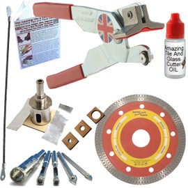 Glass and Tile Cutter Kit 3 Left Handed Tile Hand Tool Diamond Blade for Outlets in Porcelain Round Hacksaw Blade For Notching Wall Tile Drill Bits For Shower Doors Hole Saw for Shower Pipe and Faucet