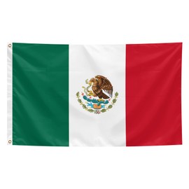Mexico Flag 3x5 Feet,Mexican National Flag Polyester with Brass Grommets, Vivid Color, for Events Party Street Indoor Outdoor Decoration