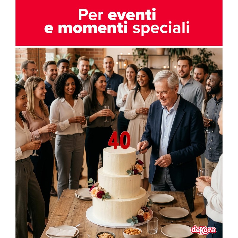 dekora - Candeline Compleanno Gigante Numero 6 Rossa 15 cm