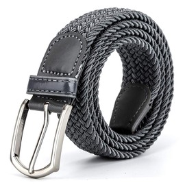 Braided Canvas Woven Elastic Stretch Belts for Men/Women/Junior with Multicolored, Grey, XXXX-Large/52"-54" Waist