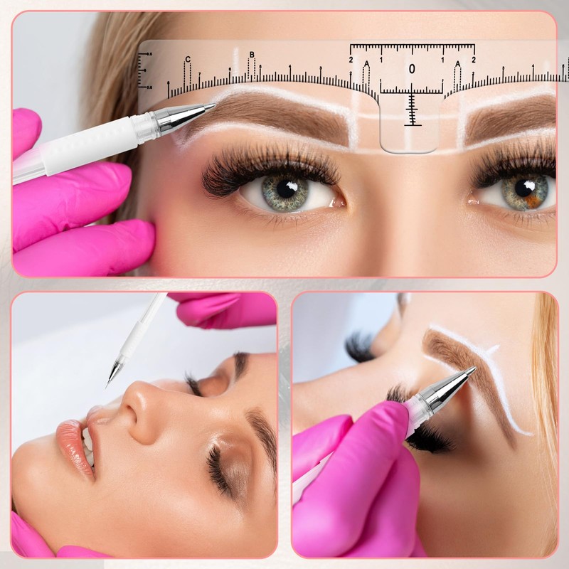 56 PCS Eyebrow Microblading Marker Pen & Disposable Brow Ruler