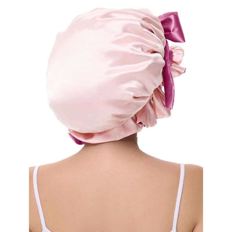 Vettres Bonnet for Sleeping, Satin Silk Hair Shower Cap Women