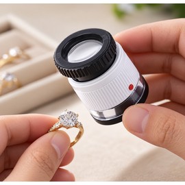 30X LED Magnifying Loupe for Jewelry Inspection – Adjustable Metal Magnifier with Scale for Detailed Viewing