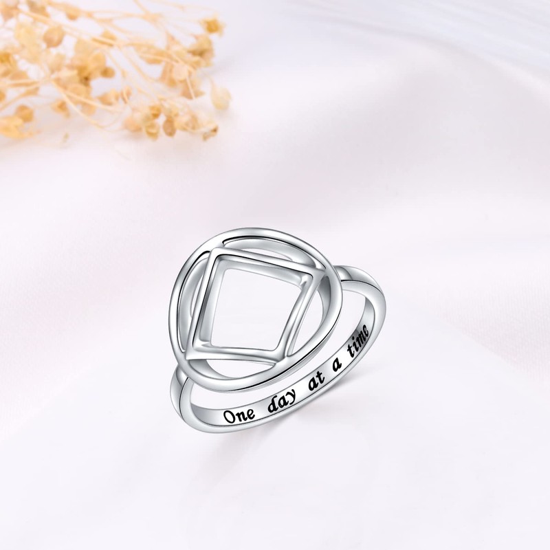 DAOCHONG Sobriety Rings for Women Sterling Silver NA Narcotics Anonymous
