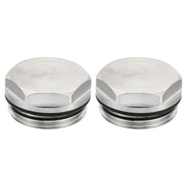 PATIKIL 3/4 Inch BSP 2 Pack Male Thread Empty Cap Manual Radiator Vent Plug Valve Nickel-Plated Brass Plug for Heating Silver