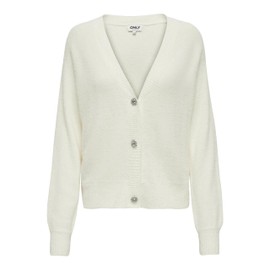 ONLY Women's Onlella Piumo L/S Cardigan CC KNT Pullover, Cloud dancer, XL