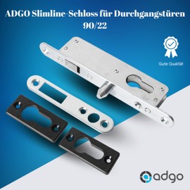 ADGO Slimline Slip Door Lock 90/22 Lock for Door Latch Lock Universal Insert Double Cylinder Door and Slip Door Lock Latch Powder Coated Stainless Steel