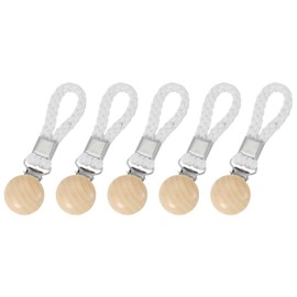 sourcing map 5 Pcs Tea Towel Clips with Cotton Loop for Hanging, 4.3 Inch Metal Towel Hooks Multipurpose Cloth Hangers for Home Kitchen Bathroom, White(Wooden)