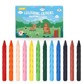 ECHOCUBE 12 Coloring Crayons for Kids, Washable Triangular Crayons for School, Painting and Crafts, Non-Toxic Wax Crayons for Toddlers, Party Bags Fillers Crayons Set for Children Age 3 4 5 years