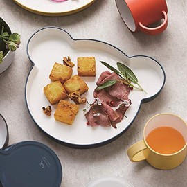 tak JTN-0110-GY Kids Dish Plate Bear Kids Plate Gray 19 x 23.6 x 2.6 cm