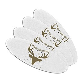 Merry Christmas Deer Double-Sided Oval Nail File Emery Board Set 4 Pack