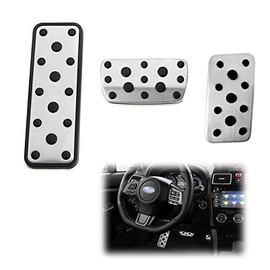 iJDMTOY 3pc Set Track Design Silver Aluminum Foot Pedal Covers Compatible With Subaru Outback Legacy Automatic Transmission