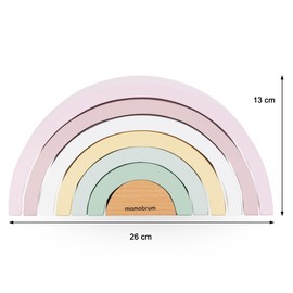 Mamabrum, Wooden Rainbow Puzzle, Blue, 7 Elements, Tunnel Bridges, Wooden Constructions, Toy Teaches, Toy Supports Learning, Development of Coordination Rainbow Stacking Game