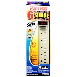 UL Listed T-Type Connectors 6 Outlet Surge Protector Power Strip Safety Circuit Breaker Heavy Duty, 14 AWG Cord, 125V, 15AMPS, 1875 Watt, 1.5 Ft Power Cord 7891AA