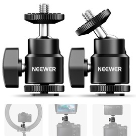 NEEWER Soporte de Zapata para Cámara de 1/4" con Tornillo Adicional de 1/4", 2 Pack, Adaptador de Montaje de Zapata de Cabeza Esférica para Cámaras, Videocámaras, Smartphone - ST17