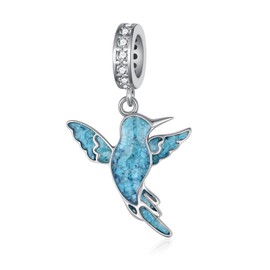 qielizhu Hummingbird Charm 925 Sterling Silver Turquoise Hummingbird Gifts Cute Animal Jewelry Gifts for Women
