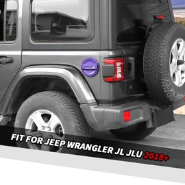 Jimen Fit for Jeep Wrangler JL JLU 2018-2025, Locking Fuel Door Gas Tank Cap Cover (Purple)
