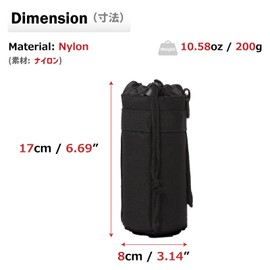 Azarxis Tactical Water Bottle Pouch, Molle Bottle Holder Holster Hydration Carrier Bag with Adjustable Drawstring Open Top for Military Vest Backpack Outdoor Cycling Hiking Camping (Black - 2 Pack)