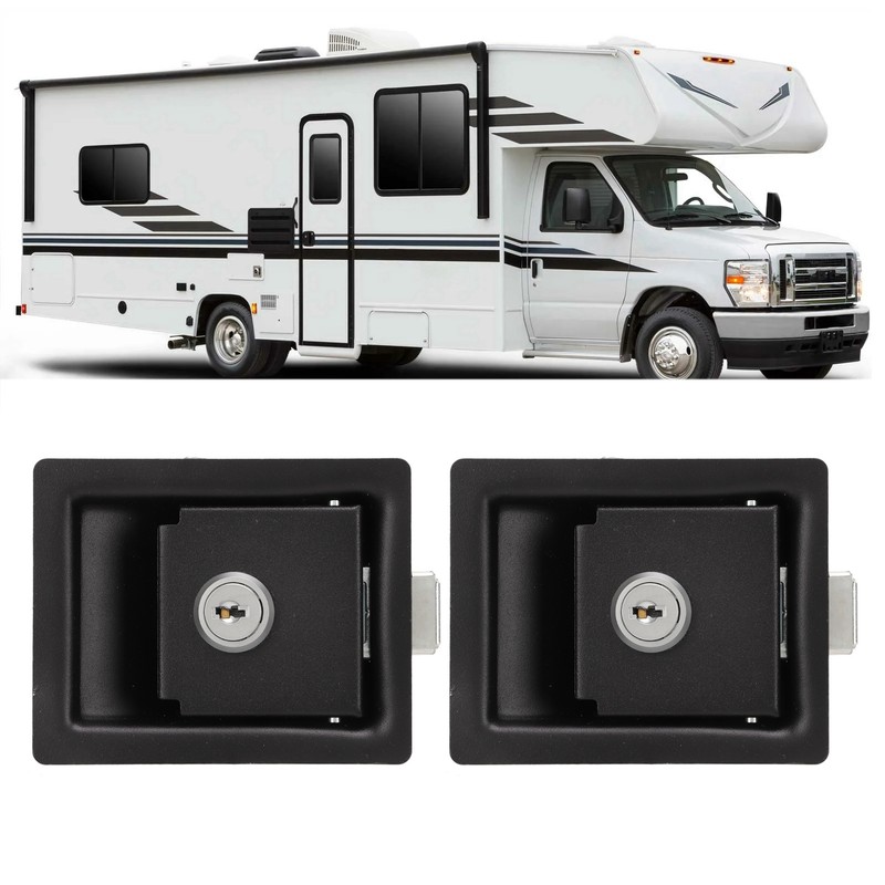 2 Pcs RV Handle Latch Carbon Steel Zinc Alloy Embedded
