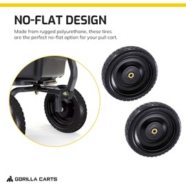 Gorilla Carts 13 Inch No-Flat Replacement Wheels, Heavy Duty Solid Tires, for Utility Garden Cart, Wheelbarrow, Dolly & Wagon, Black, Set of 4