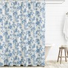Extra Long Shower Curtain Blue Floral Cotton Cottagecore Shower Curtain