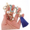 LIFKOME Dragon Year Keyring Rhinestone Pendant with Tassel Stylish Dragon