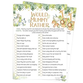 Pink Bee Parties Would Mummy Rather - Safari Theme Baby Shower Game - 20 Players