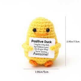MMNHJHUT Funny Positive Duck Doll,3 Inch Emotional Support Plush,Positive Crochet Animals with Positive Card,Soft Wool Handmade Knitted Doll for Friends, Parties, Birthdays, Christmas(Yellow Duck)
