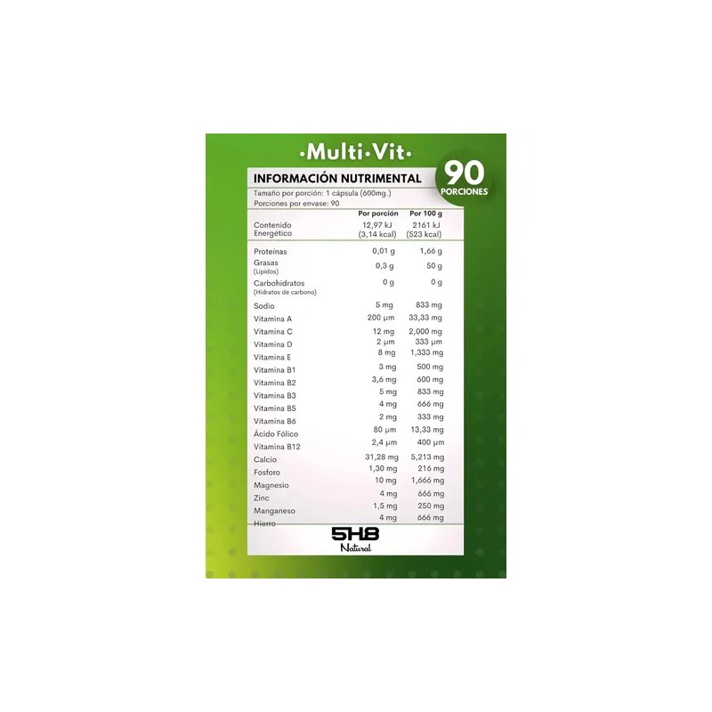 Multivitaminico 90 Caps Complejo B Vitaminas Minerales 5H8