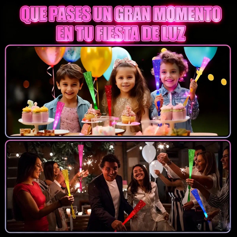 Fiesta Electrónica Varita Fibra Óptica Celebración Neon 28pz