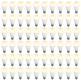 BUBO 60 Pack A19 LED Light Bulbs, 60 Watt Equivalent LED Bulbs, Soft White 2700K, 800 Lumens, E26 Standard Base, Non-Dimmable, 8W Soft White LED Bulbs for Bedroom Living Room Home Office