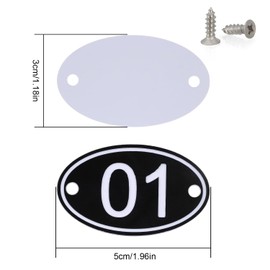 NumRealm Table Numbers Locker Cabinet Number, Oval ABS Engraved Numbers Signage Tags Labels - Black 1 to 50