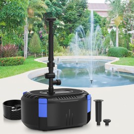 AquaMiracle All-in-One Fountain Kit with 3 Spray Patterns, Koi Pond Filters for Outdoor Ponds 350-500 Gal, 550GPH Pond Fountain Pump for Garden, Water Feature, Bird Baths