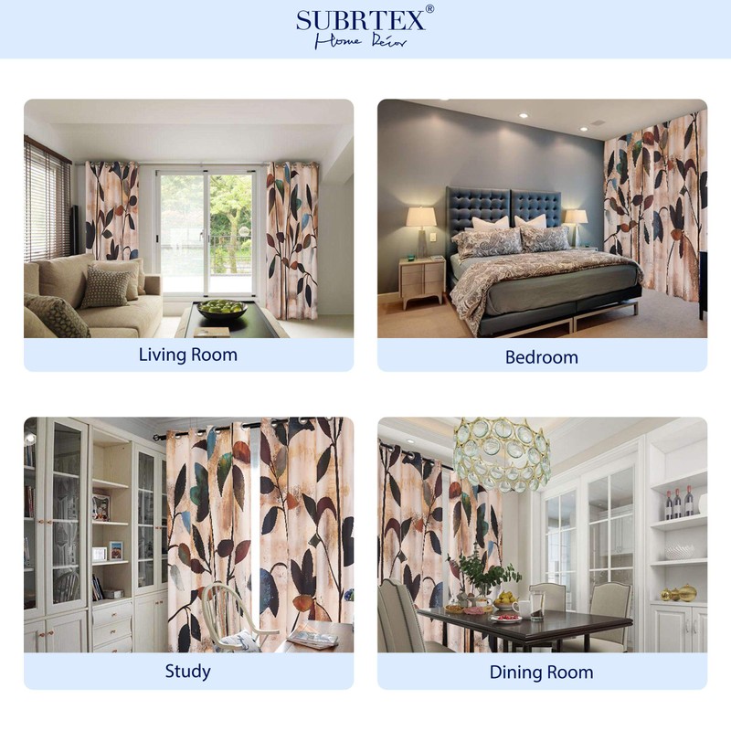 SUBRTEX Light Flitering Curtains 52Wx84L, Room Darkening Vibrant Floral Drapes,